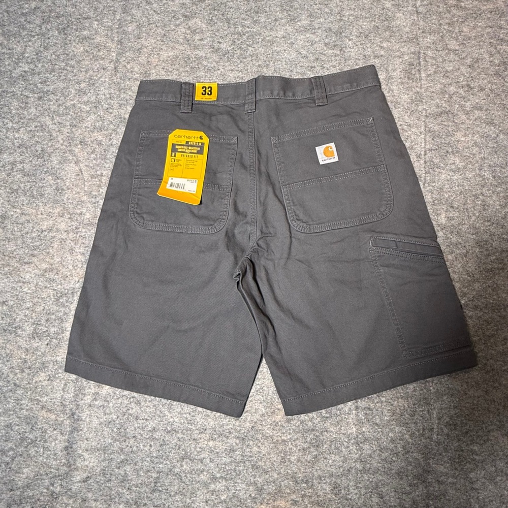 Carhartt Rugged Flex Relaxed Fit Canvas Work Short 33 Grey 10in Inseam NWT